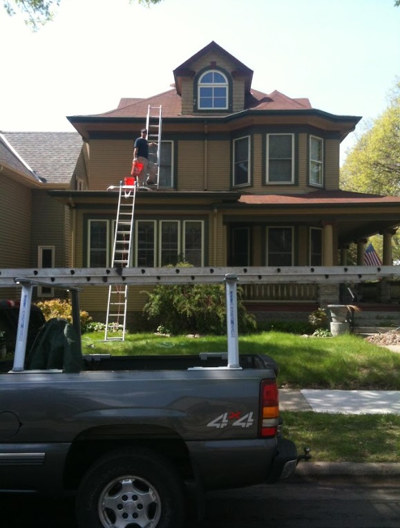 high ladder gutter repair